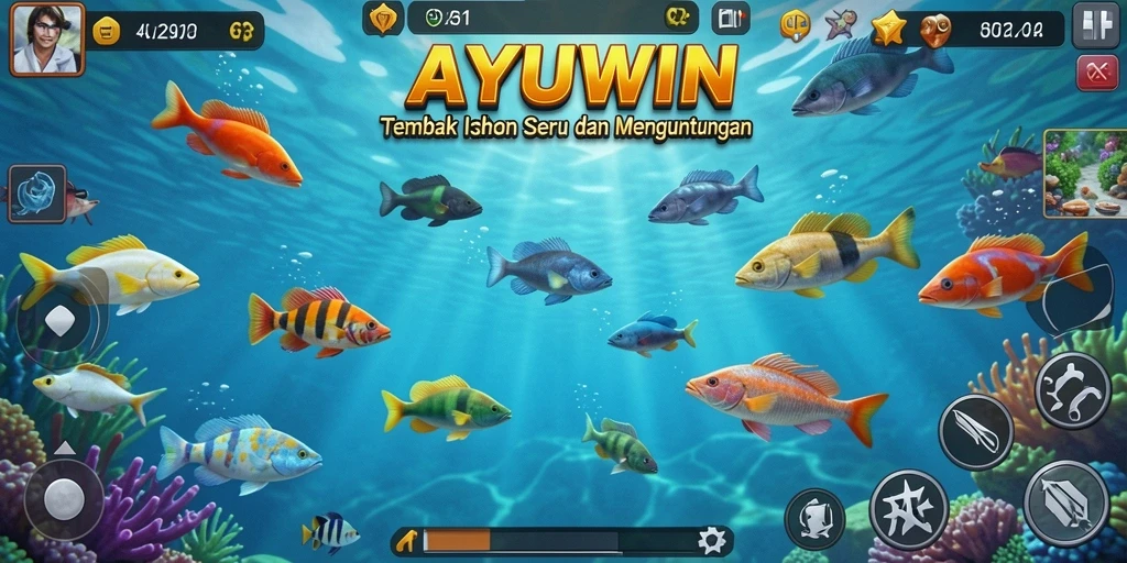 Screenshot AYUWIN menampilkan aksi seru dalam permainan Tembak Ikan.