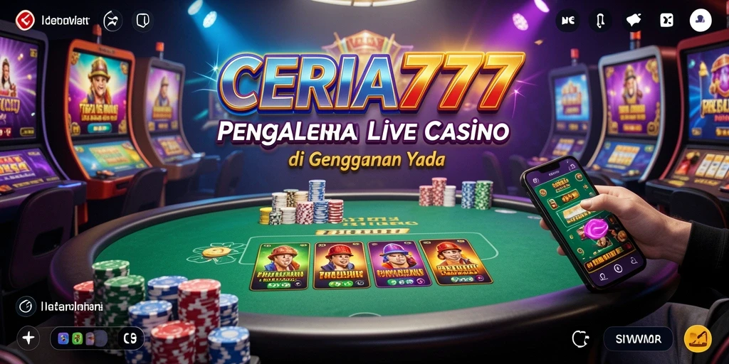 Screenshot utama CERIA777 menampilkan dealer langsung dalam aksi permainan Live Casino.