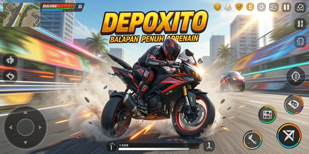 Gameplay menarik dari balapan motor di DEPOXITO.