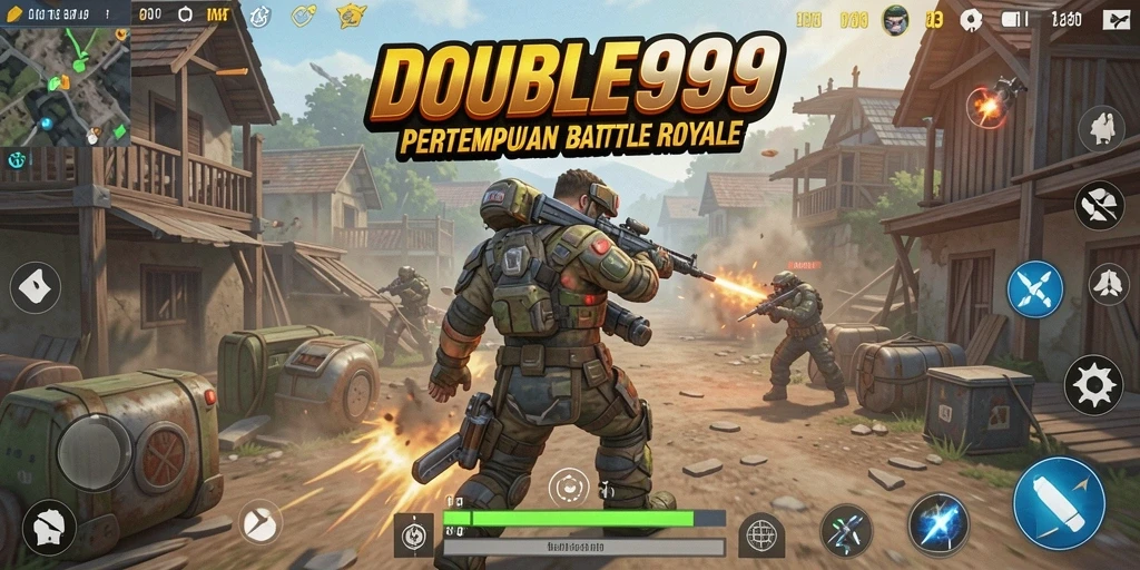 Screenshot menampilkan aksi seru dalam gameplay Battle Royale DOUBLE999.