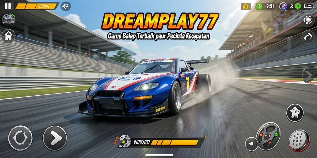 Tampilan gameplay balapan yang mendebarkan di DREAMPLAY77.