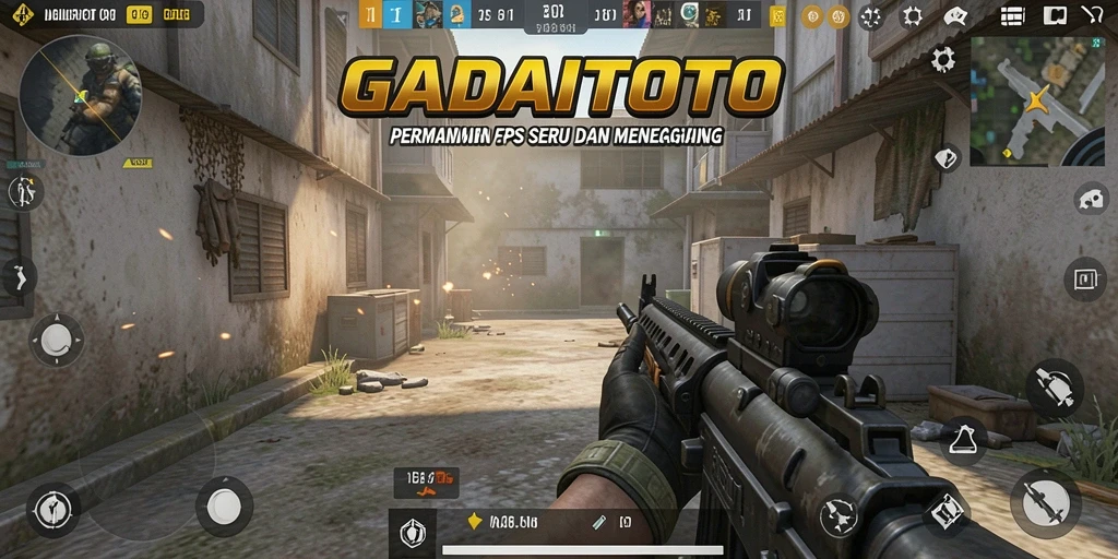 Screenshot GADAITOTO menunjukkan aksi intens dalam mode FPS.