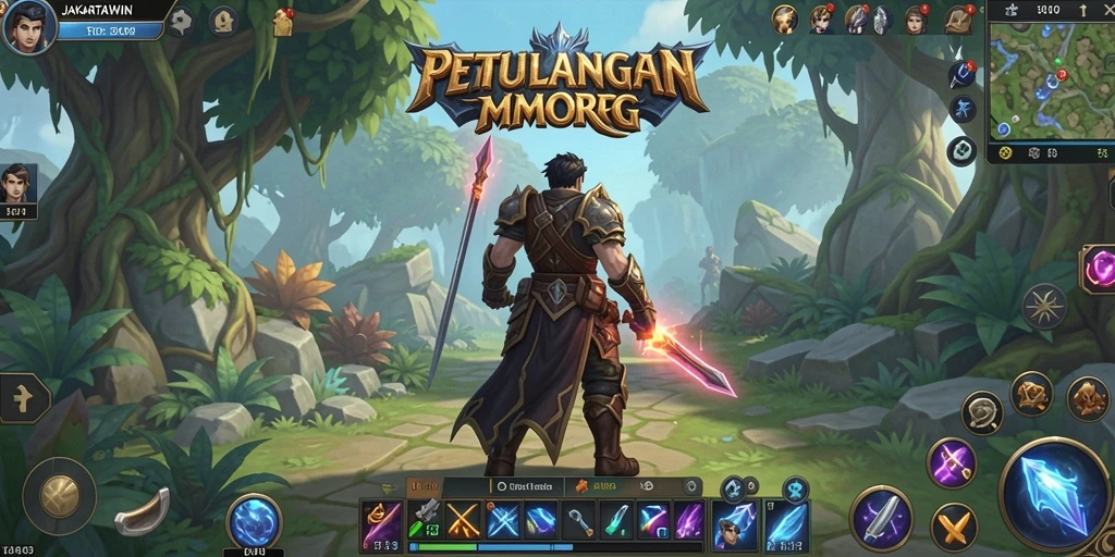 Tangkapan layar utama JAKARTAWIN menunjukkan pertarungan epik dalam dunia MMORPG.