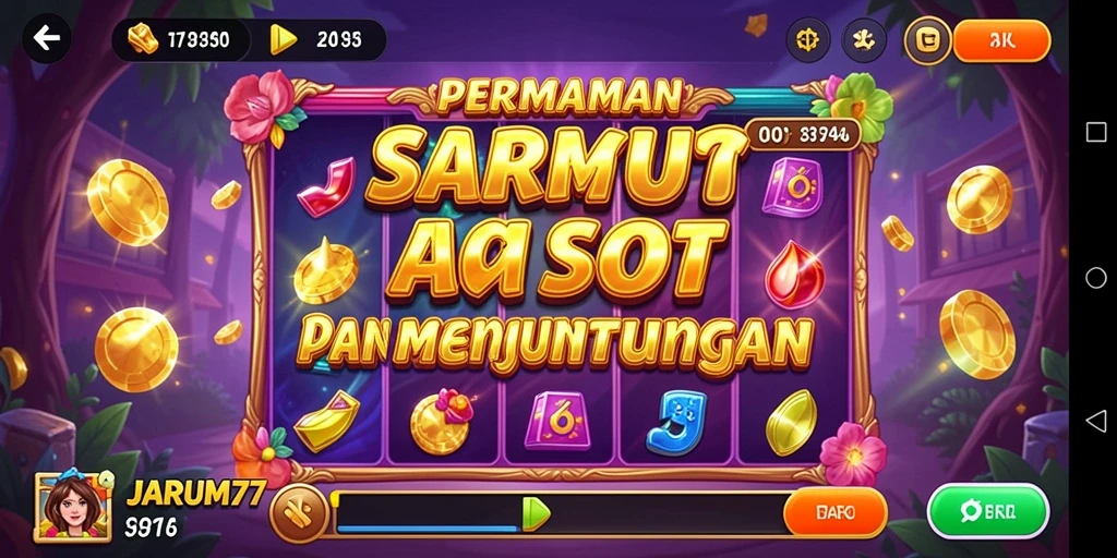 Tampilan gameplay Slot JARUM77 yang menarik dan penuh warna.