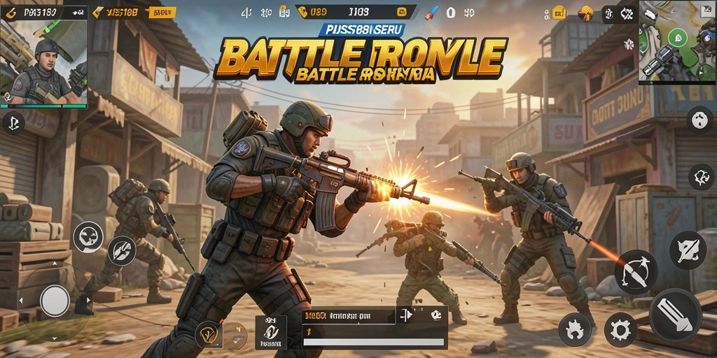 Screenshot gameplay JOSS188 menampilkan aksi mendebarkan dalam pertempuran Battle Royale.