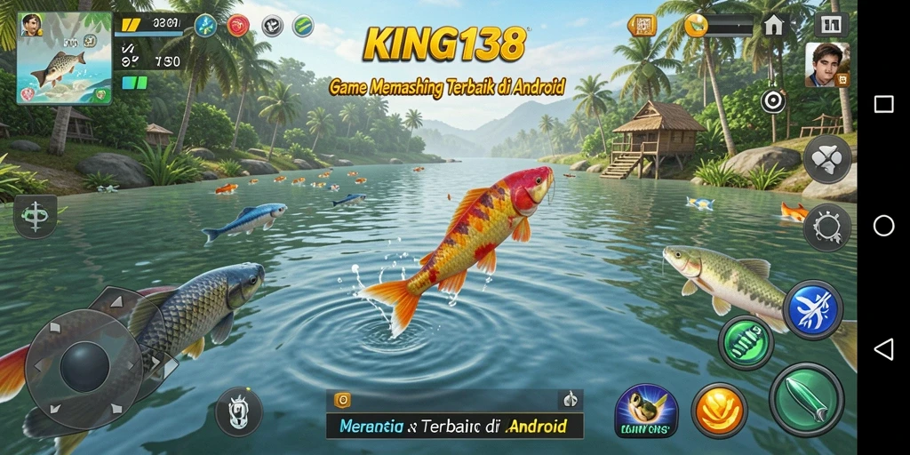 Tampilan gameplay KING138 dengan aksi memancing yang seru.
