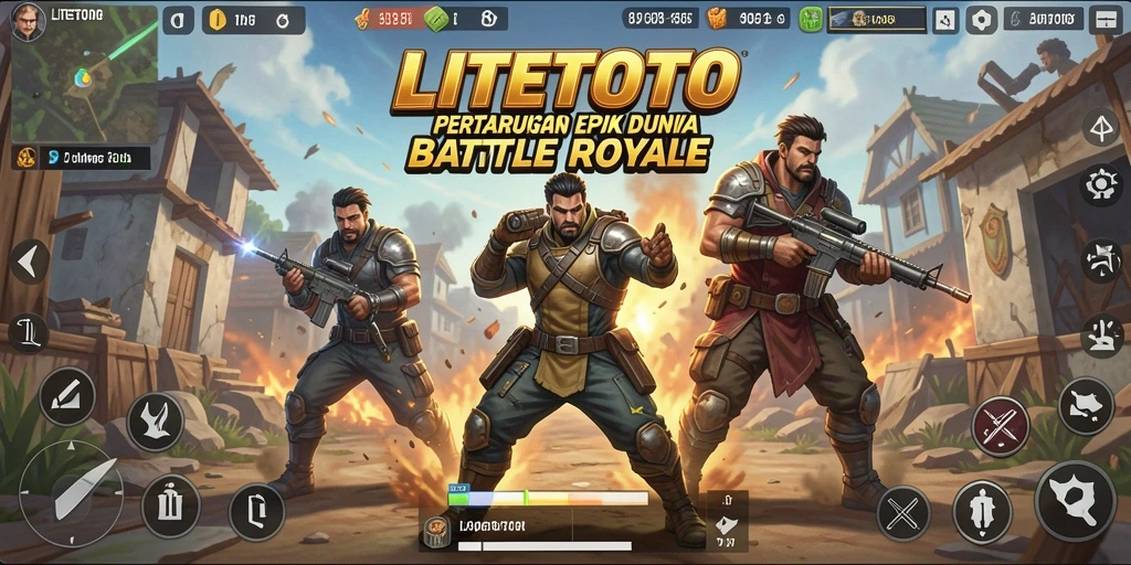 Tangkapan layar gameplay LITETOTO yang seru dalam pertempuran Battle Royale.