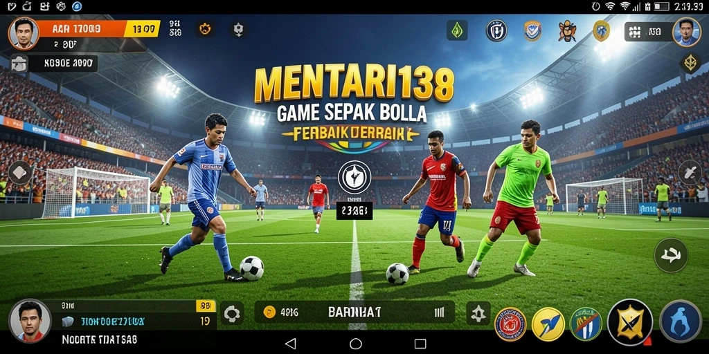 Screenshot gameplay MENTARI138 menampilkan aksi seru di lapangan sepak bola.
