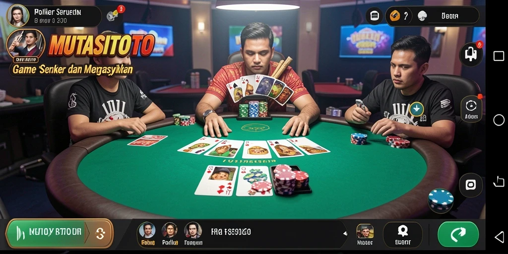 Tampilan menarik dari gameplay poker yang mendebarkan.