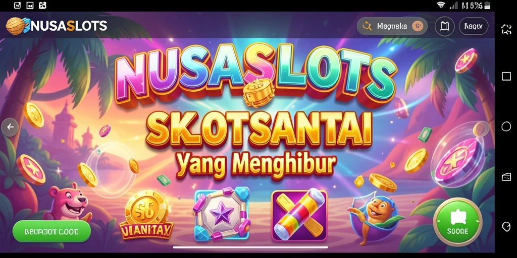 Tampilan gameplay NUSASLOTS yang ceria dan menghibur.