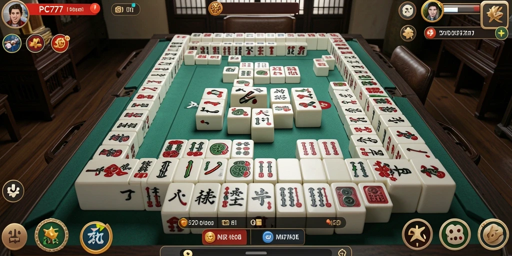 Screenshot gameplay utama PC777 menampilkan urutan permainan Mahjong yang menarik.