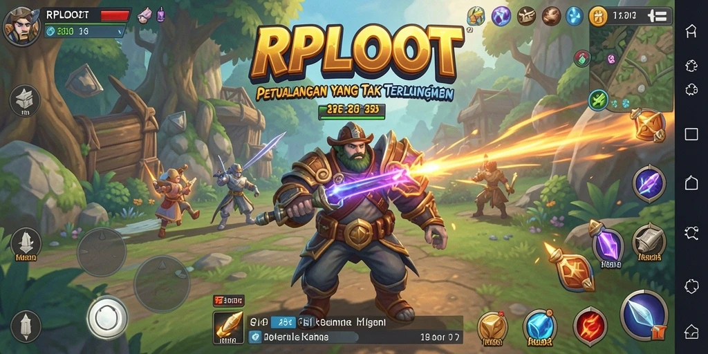 Screenshot RPLOOT menampilkan aksi petualangan yang mendebarkan dengan grafis yang indah.