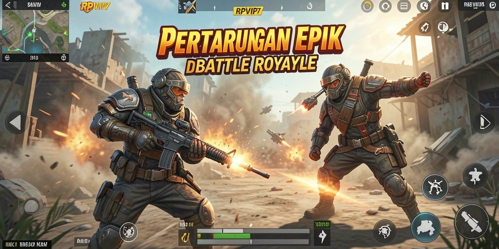 Gameplay RPVIP7 dengan aksi Battle Royale yang mendebarkan.