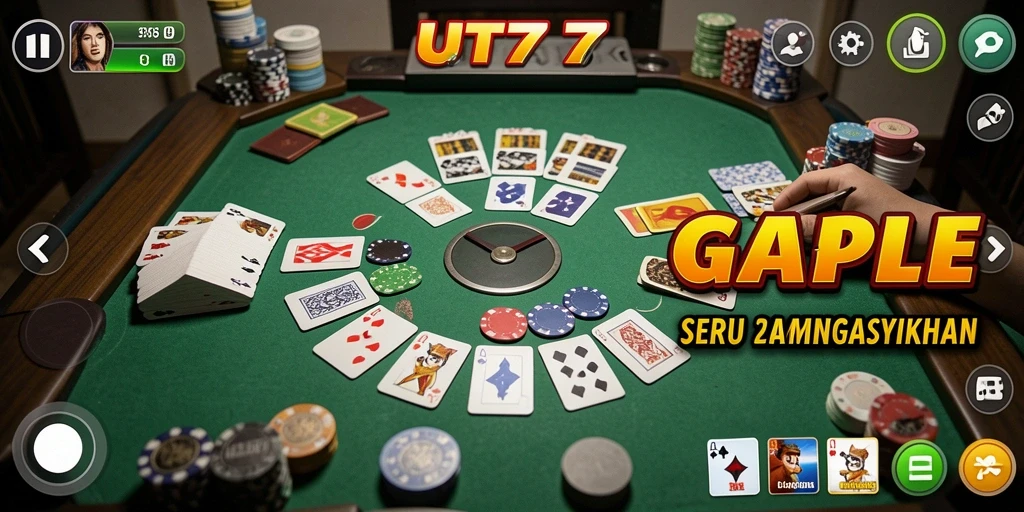 Tampilan gameplay UT77 dengan keseruan bermain Gaple.